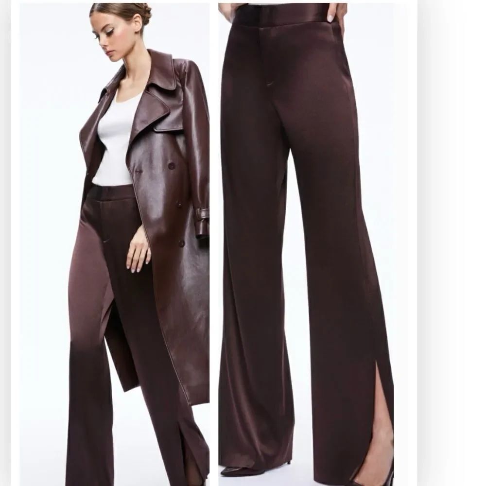 Alice + Olivia Women's JC WIDE LEG SIDE SLIT PANT Pants size 8 $395